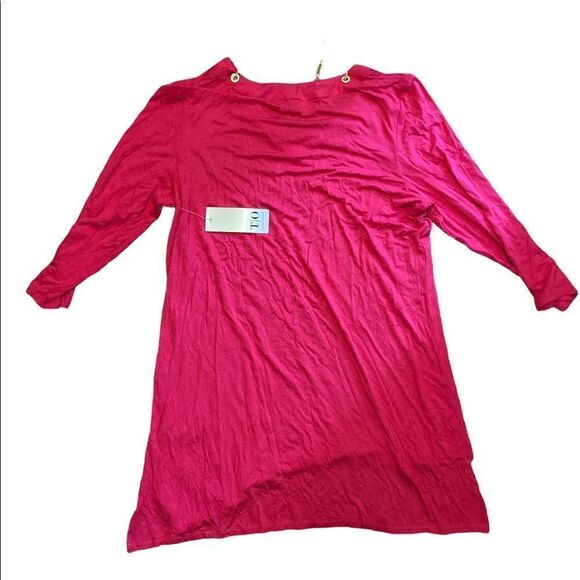 NEW WITH TAGS TIO womens tunic top with size M PINK WITH GOLD ACCENTS - Picture 2 of 3